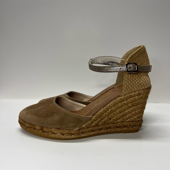 GIAMO ESPADRILLES wedge heels size 40/10 neutral rope wedge tan taupe - Picture 3 of 14